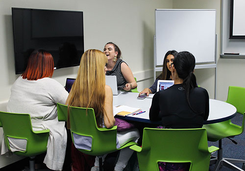 Students in the marketing hub
