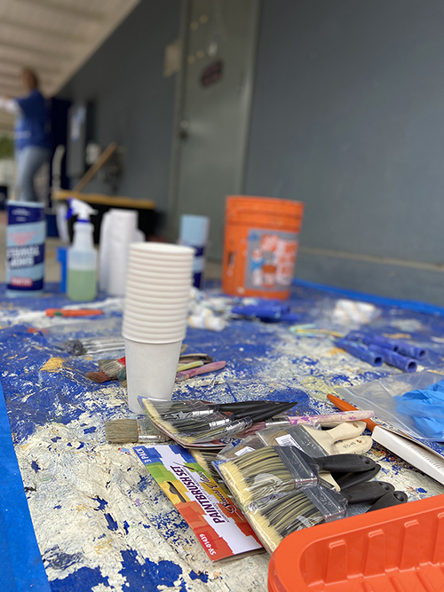 Image of painting supplies for MLK Day of Service with L.A. Works.