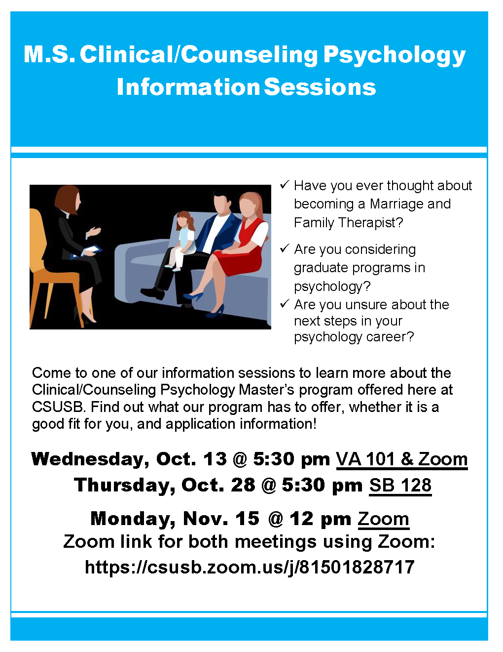 Upcoming MSCC Information Sessions