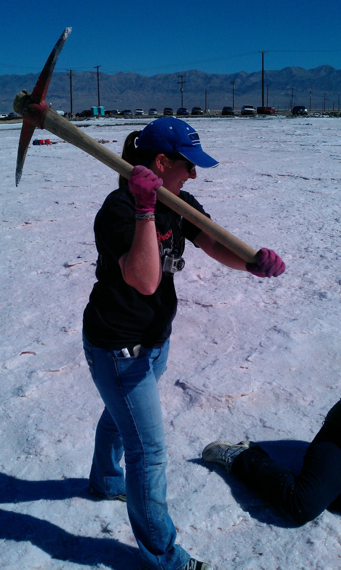 Megan Engel digging for rocks