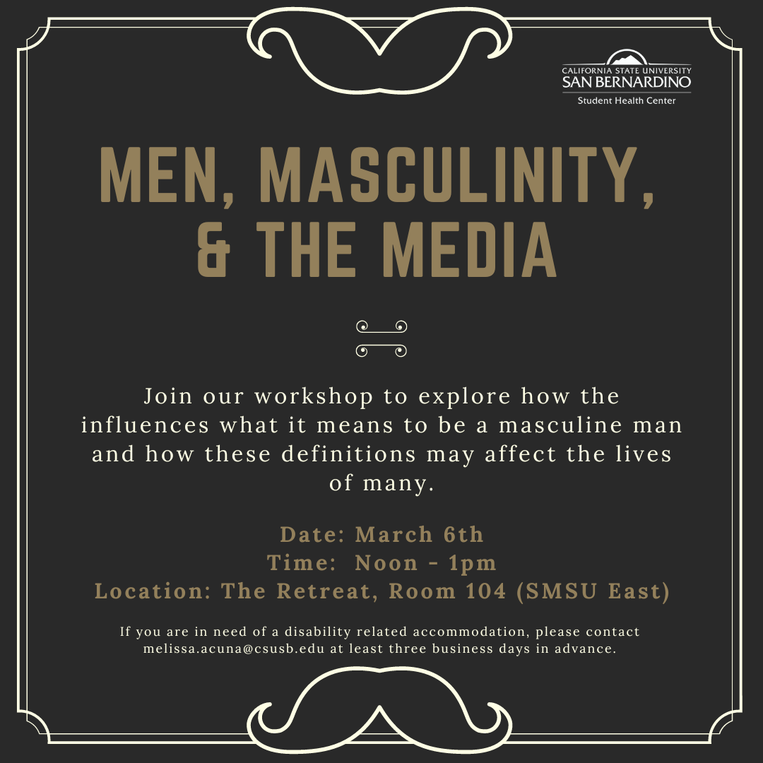 Dark grey flyer of Men, Masculinity, & the Media 