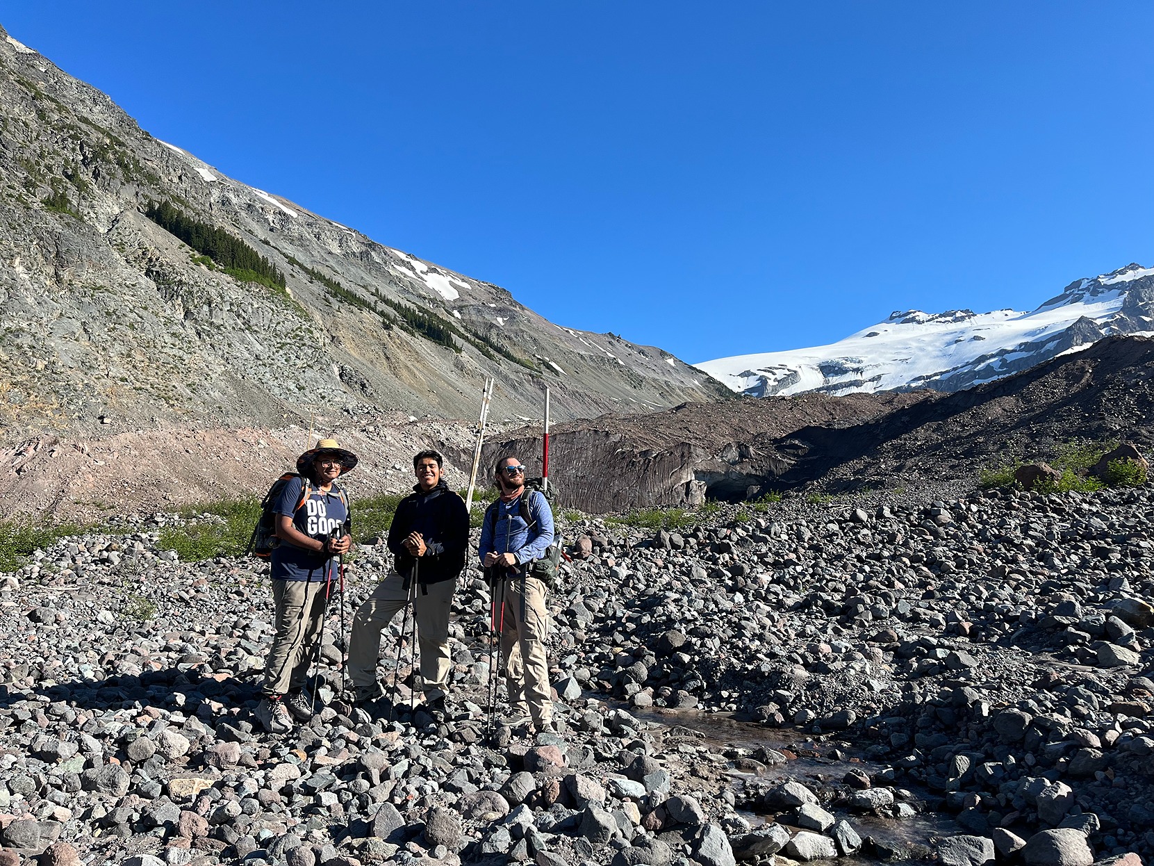 geology students in mountain range