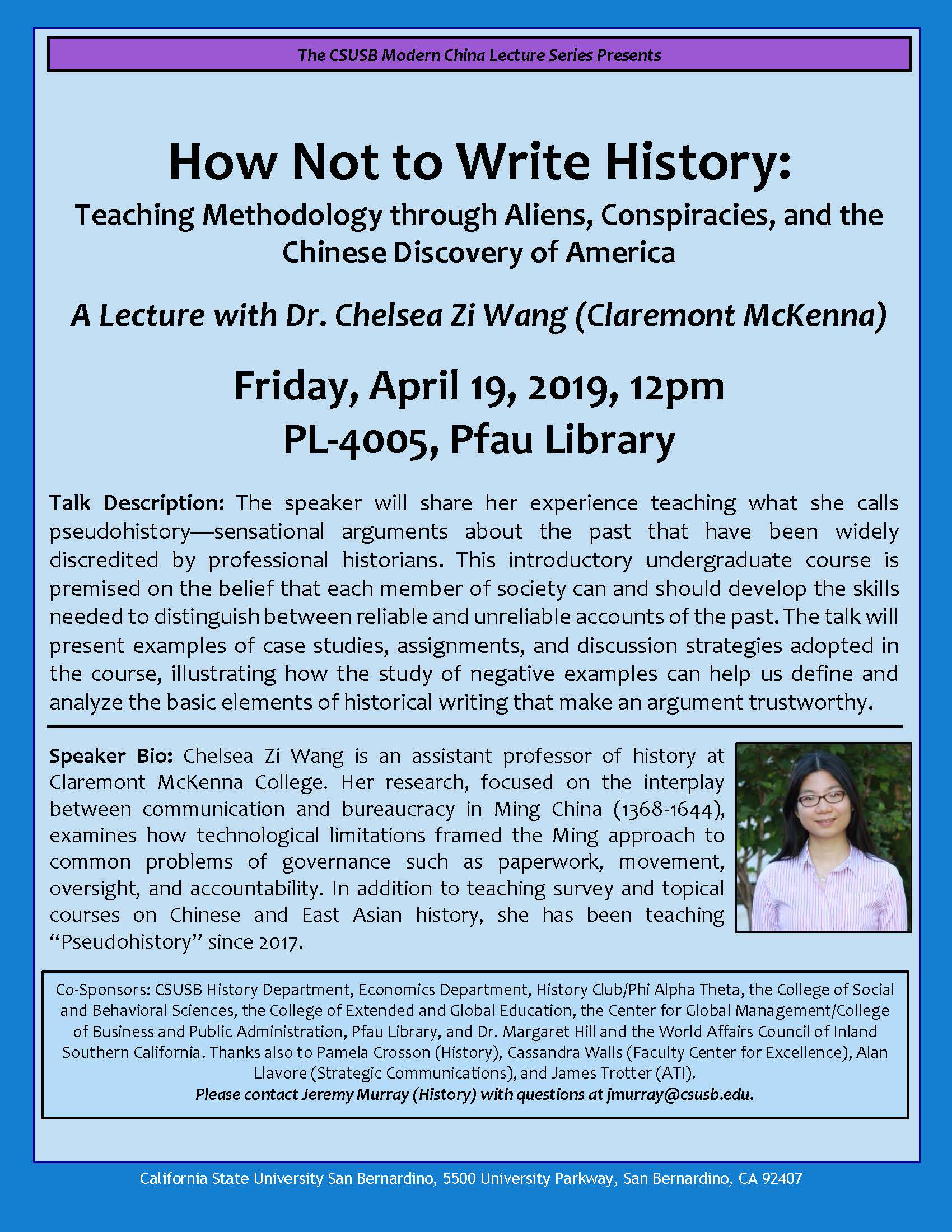 Examination of ‘pseudohistory’ and how to uncover trustworthy accounts focus of next Modern China Lecture