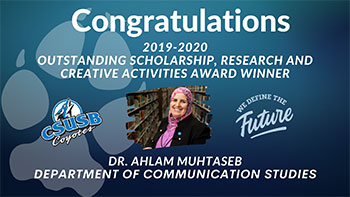 Dr. Ahlam Muhtaseb named Outstanding Scholarship, Research and Creative Activities Award winner