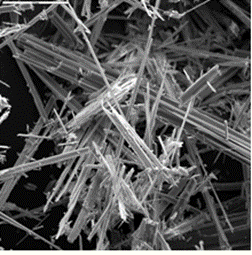 Microscopic image of asbestos particles