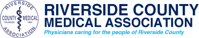 Riverside County Medical Association logo and seal with text Physicians caring for the people of Riverside County