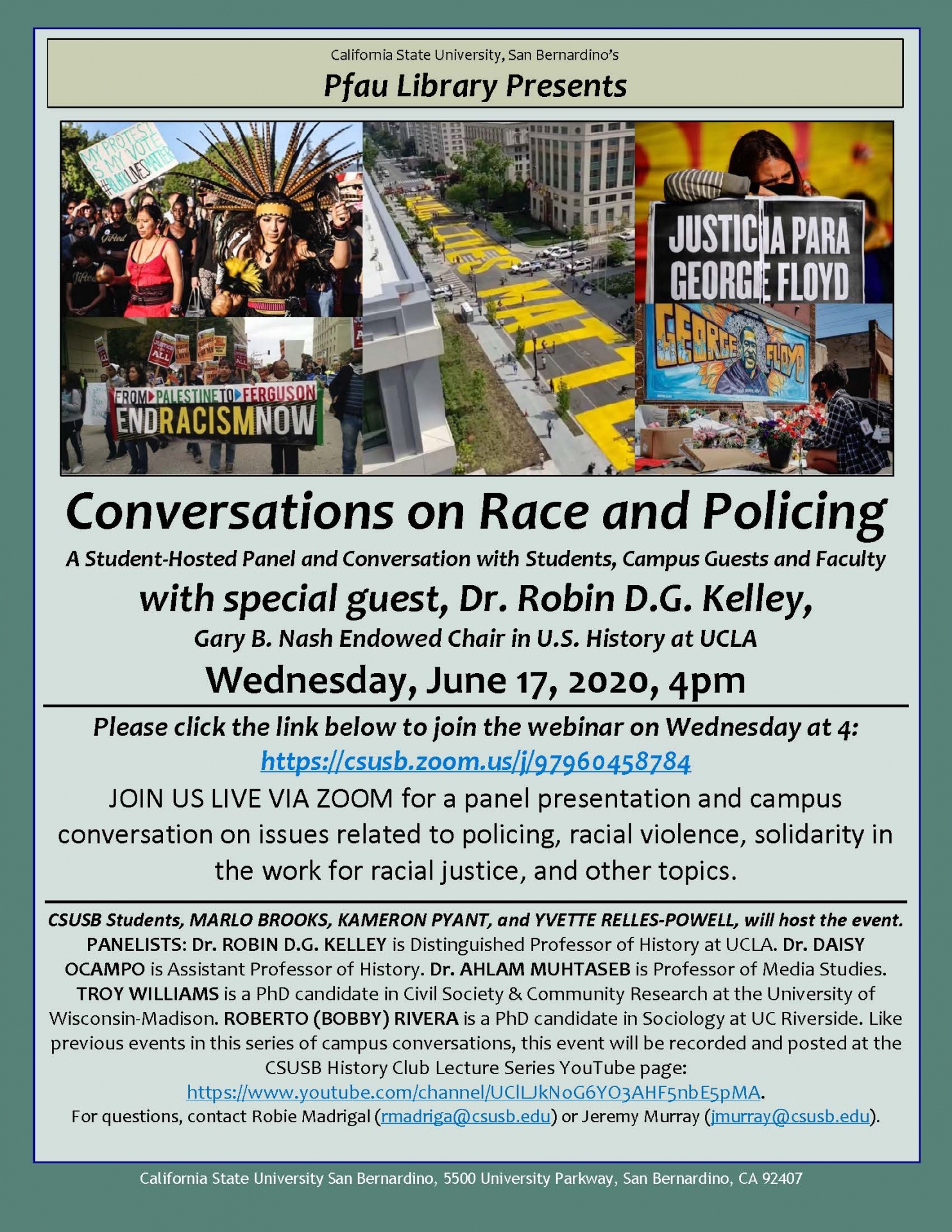 Race and Policing panel flier, June 17 event