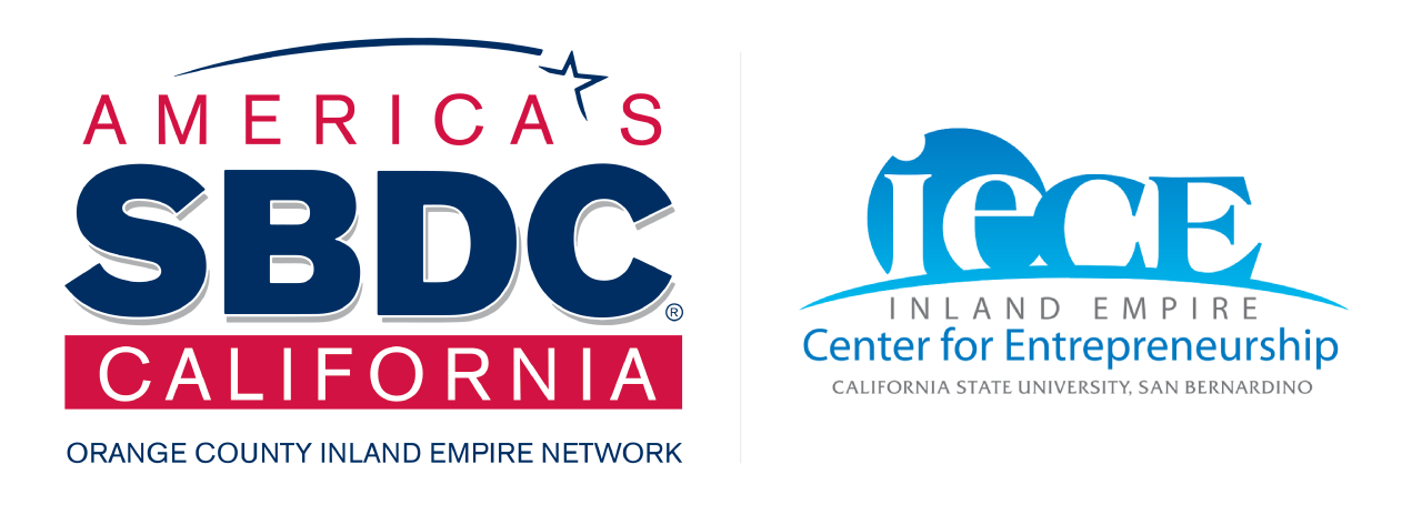 America's SBDC California Orange County Inland Empire Network logo and IECE CSUSB logo