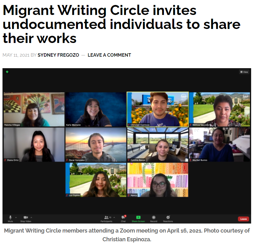 Migrant Writing Circle article picture