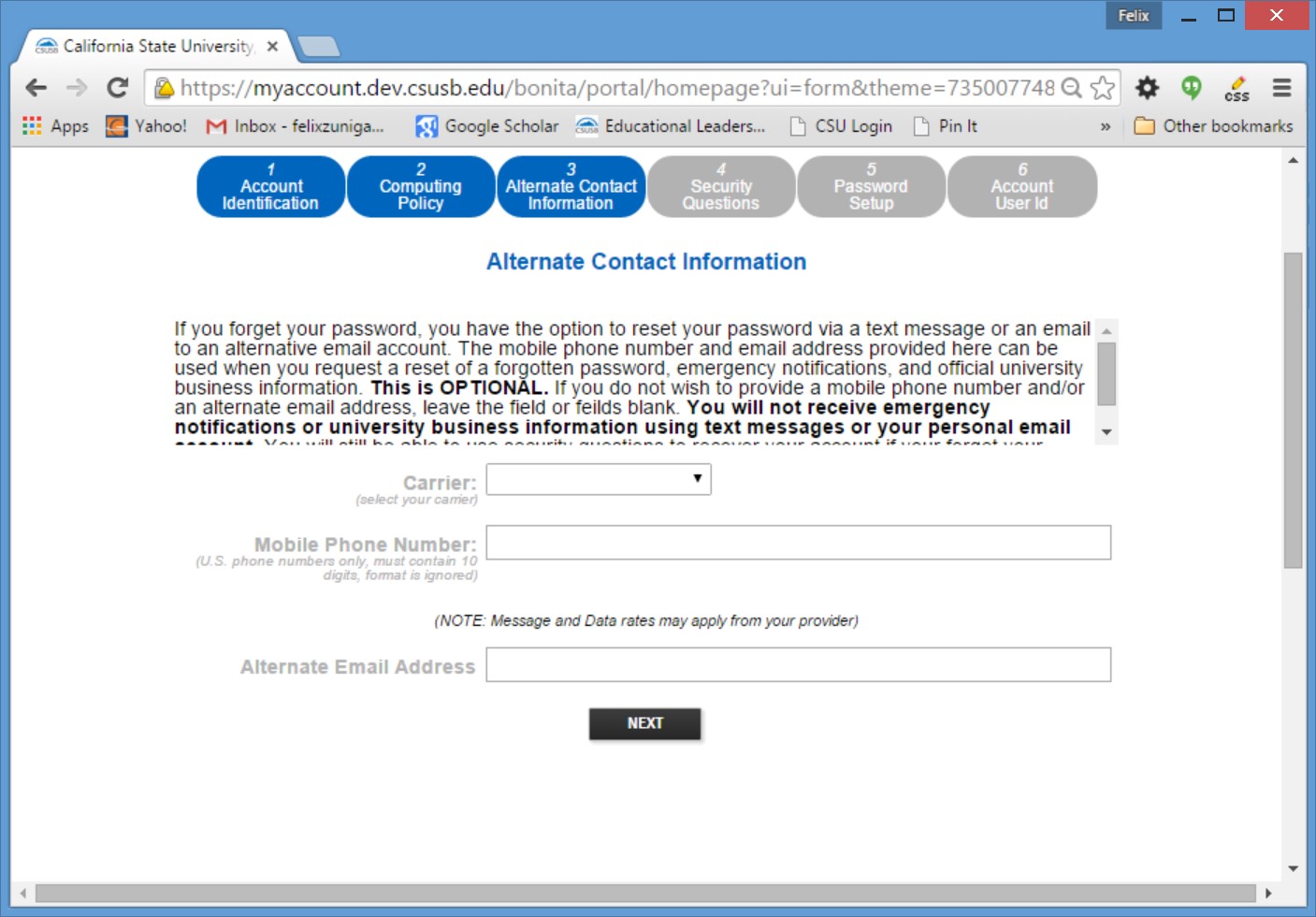 Screenshot of step 4 of how to activate account