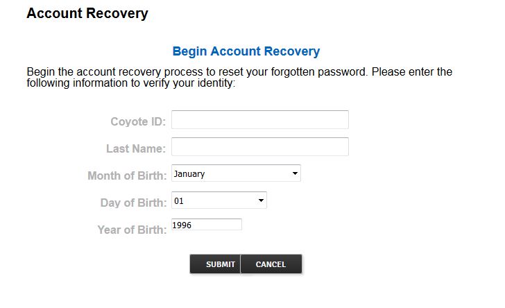 Screenshot of step 2 resetting a forgotten password on IDMS