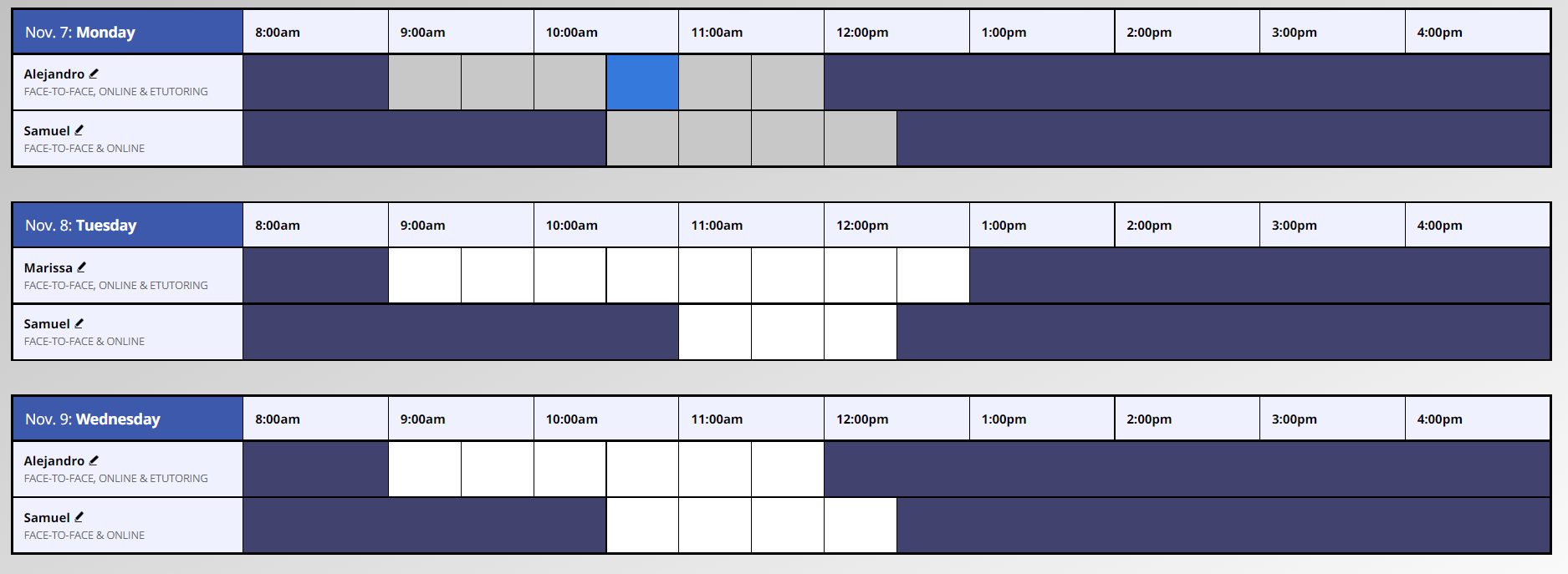 Schedule example