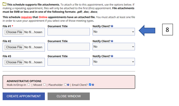 Create new appointment document upload