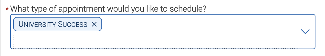 Screenshot of selecting University Success