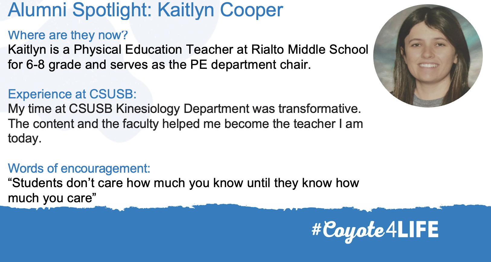 Alumni Spotlight: Kaitlyn Cooper