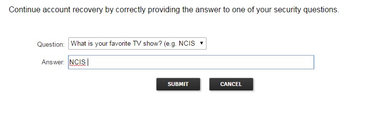 Screenshot- step 3A answering security questions