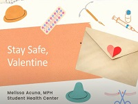 Condoms and hearts with title stay safe valentine