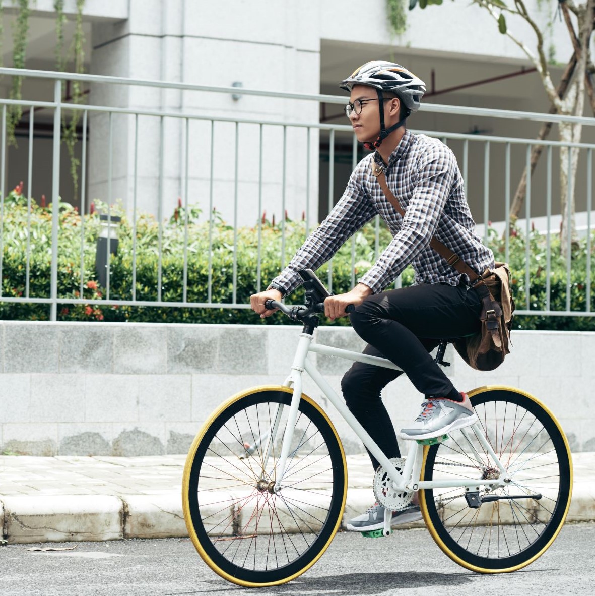 Student on Bike