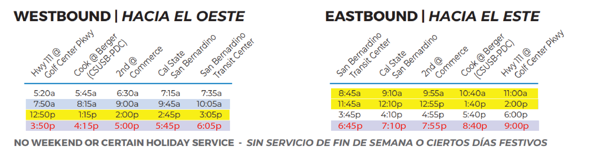 10 Commuter Link Last Departure will now leave CSUSB at 7:10pm, beginning September 3rd, 2023.