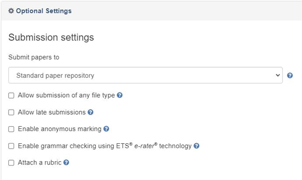 Submission Settings