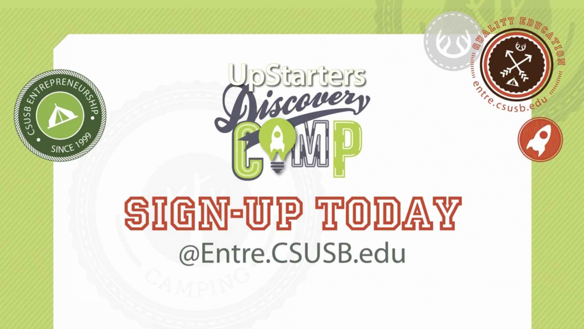 UpStarters Discovery Camp sign-up sheet.