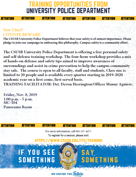 UPD Be-Aware Training Flyer