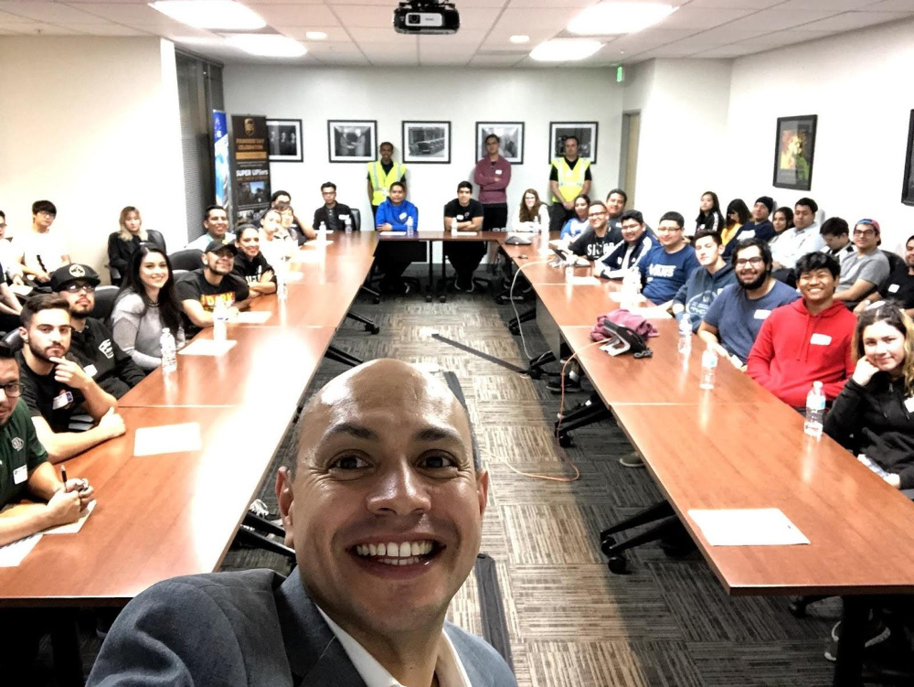 Group of students visiting a UPS board room