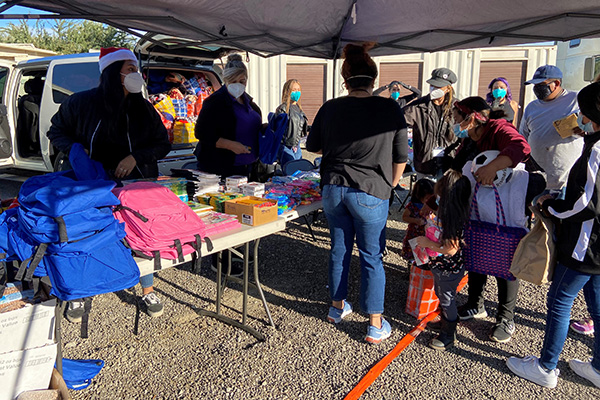 Everyone who attended the event received supplies, such as masks, cooking supplies and children’s toys. 