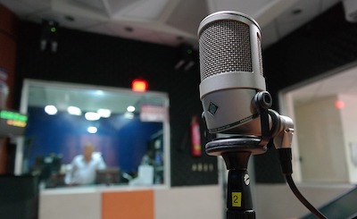 Microphone in recording booth