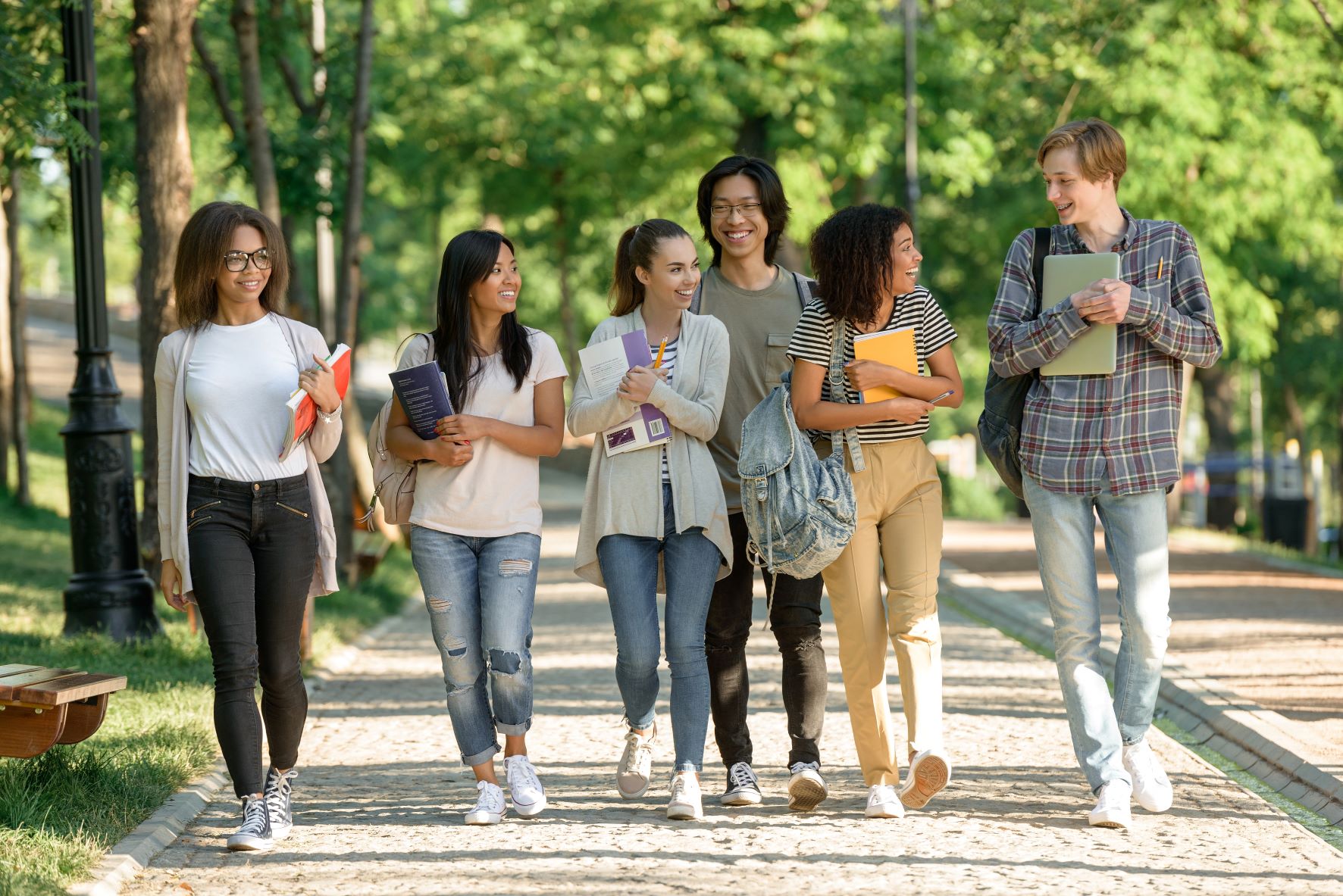 Students walking