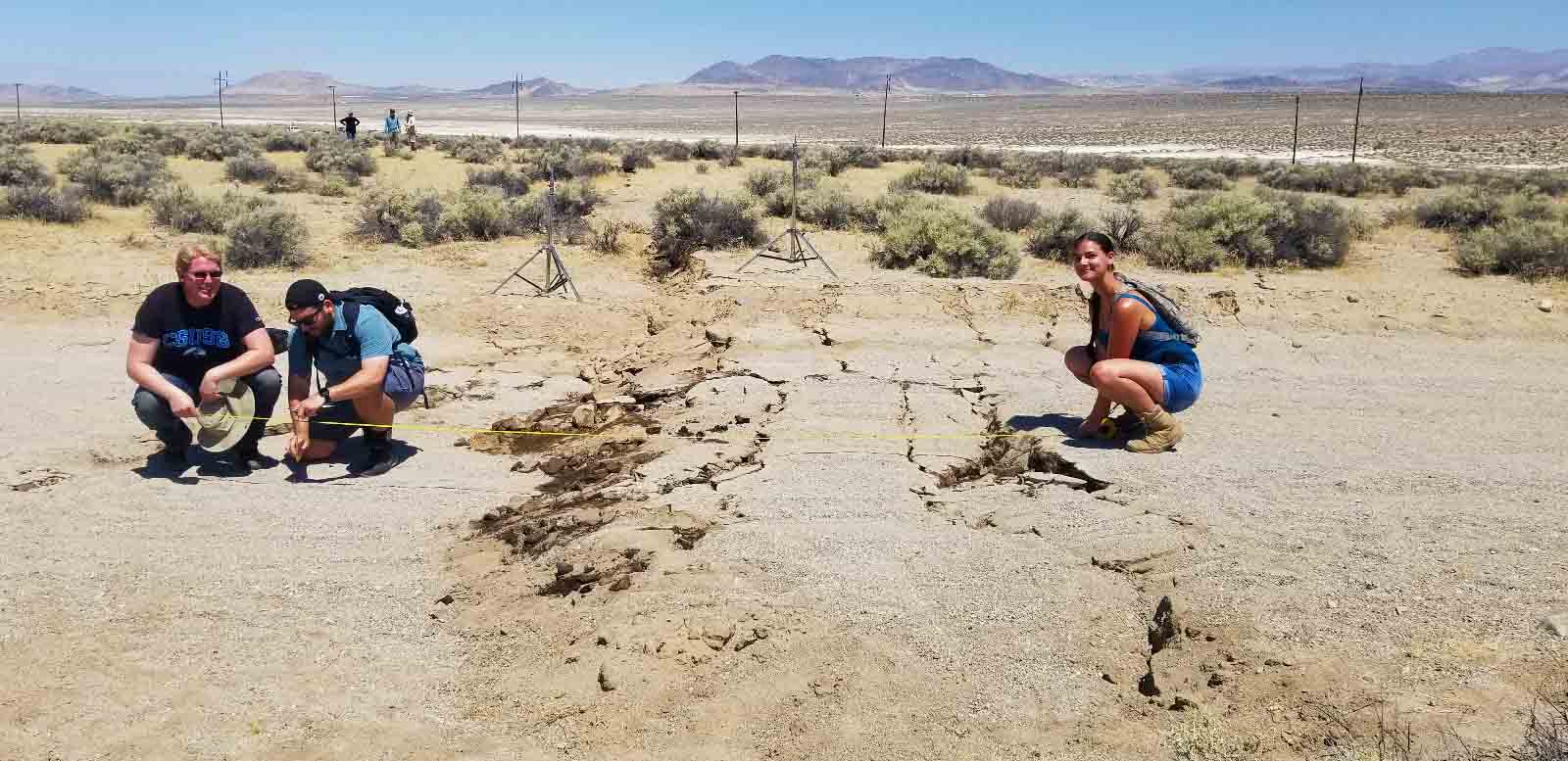 While at Highway 178, Bryan Castillo, Dylan Terry, a geological studies master’s student and volcanologist, and others took measurements, mapped the area, and took photos to gather valuable information for California Earthquake Clearinghouse, 