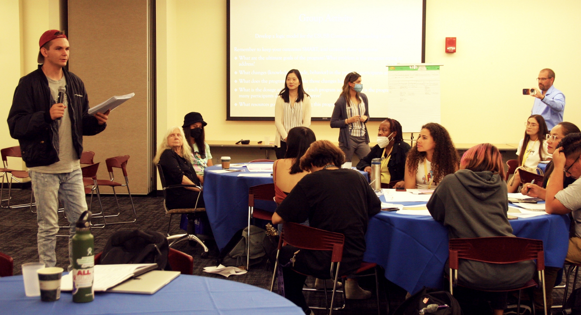 Student presenting to a group.