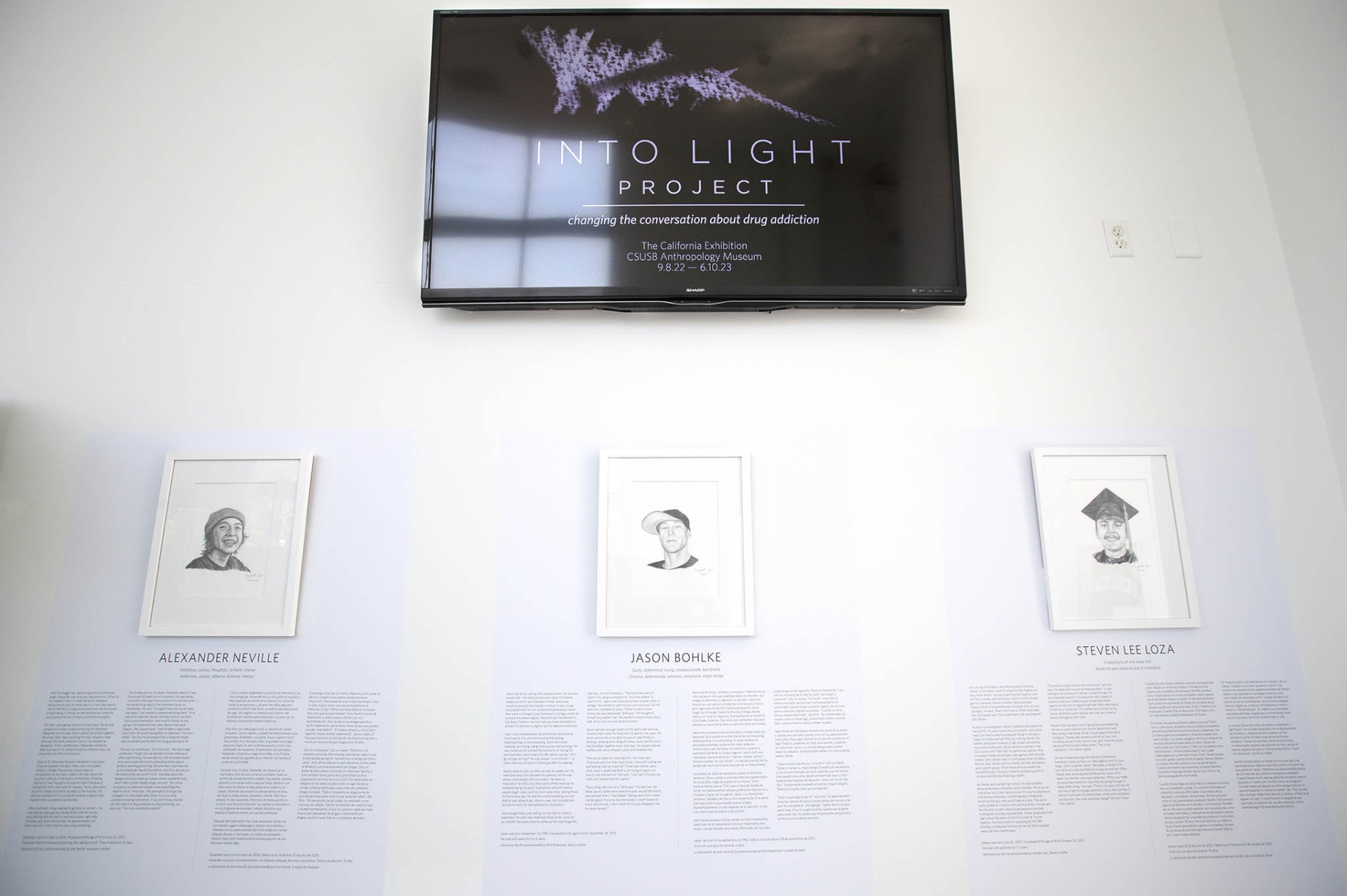 A third view of the INTO LIGHT Project's exhibit at the CSUSB Anthropology Museum.