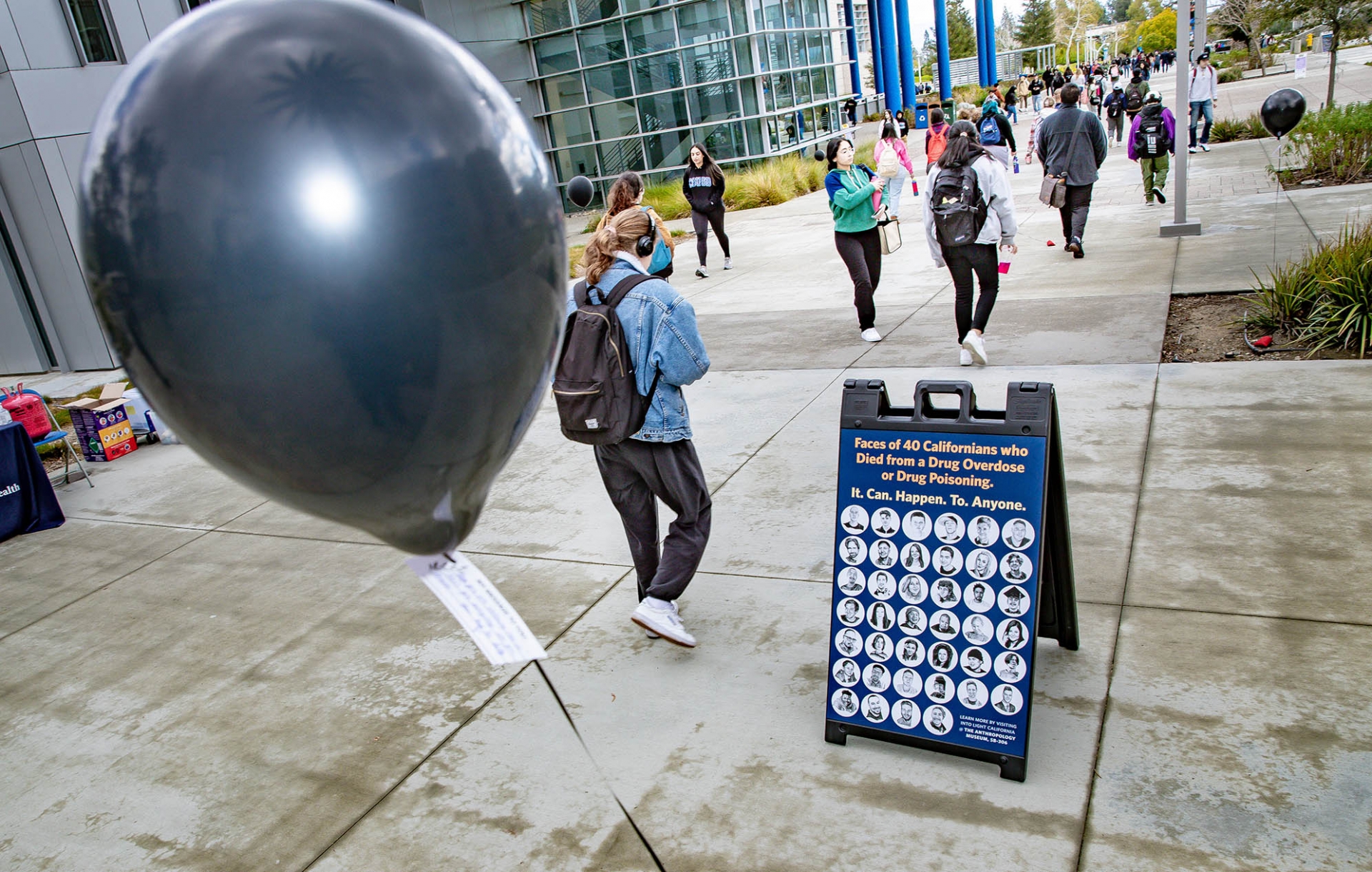 Black Balloon Day on March 6 was presented as part of the CSUSB Anthropology Museum’s INTO LIGHT exhibition, which shares the stories of 41 individuals who lost their lives to a drug overdose or drug poisoning. The exhibit will run through June 10.
