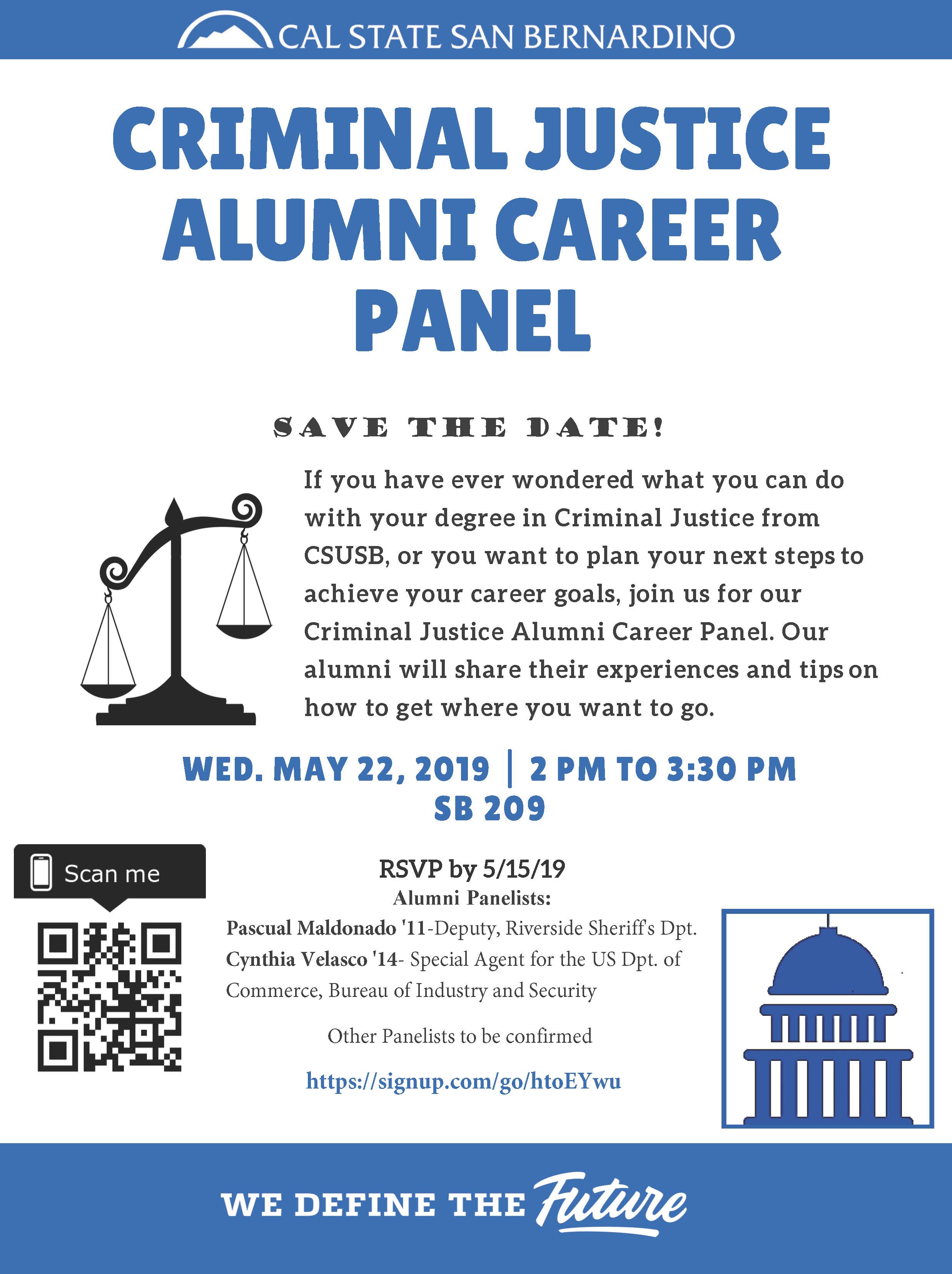 Criminal justice alumni career panel set for May 22