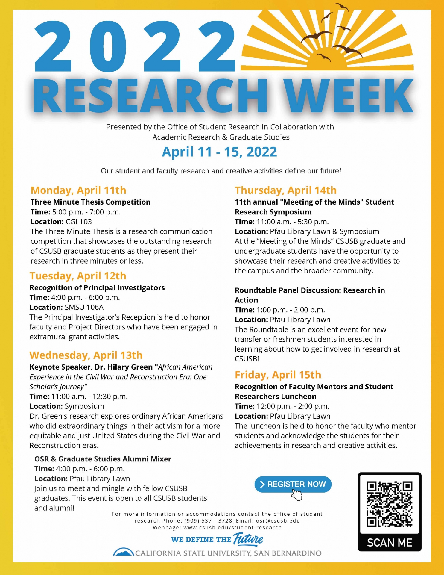 Research Week schedule flier