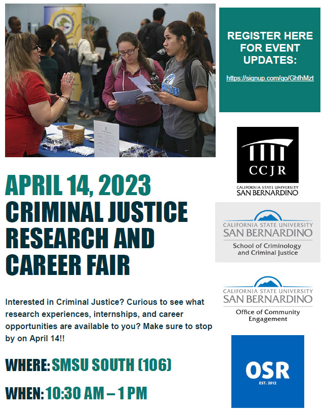 Criminal Justice Research and Career Fair event flyer.