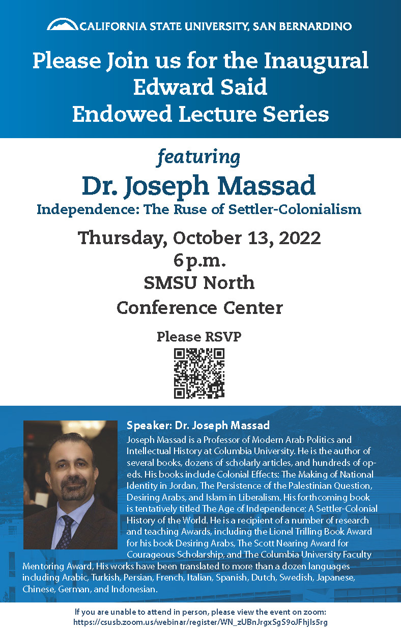 Edward Said Lecture flyer, Oct. 13 event