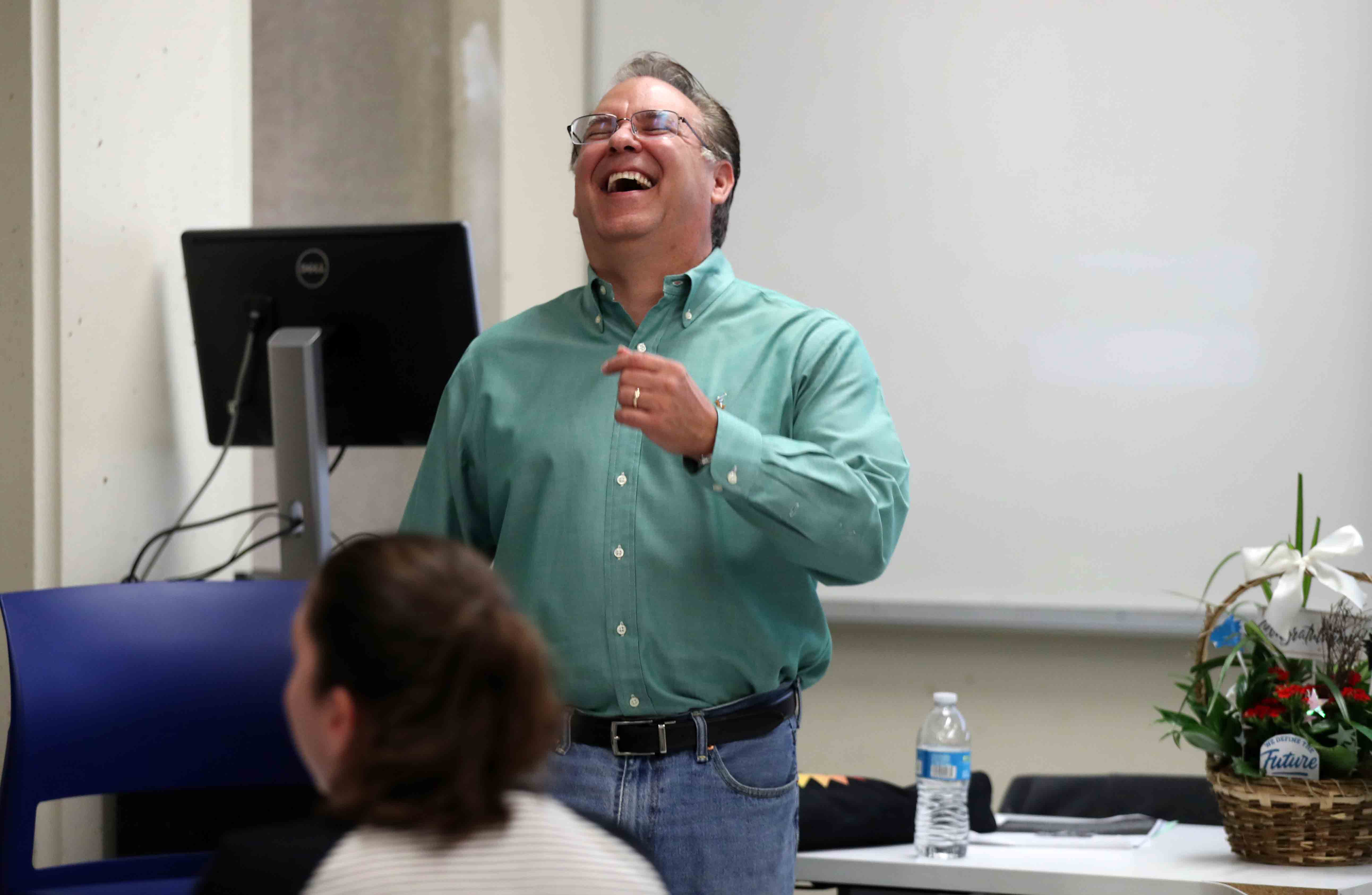 History professor surprised with the news of winning CSUSB Outstanding Service Award