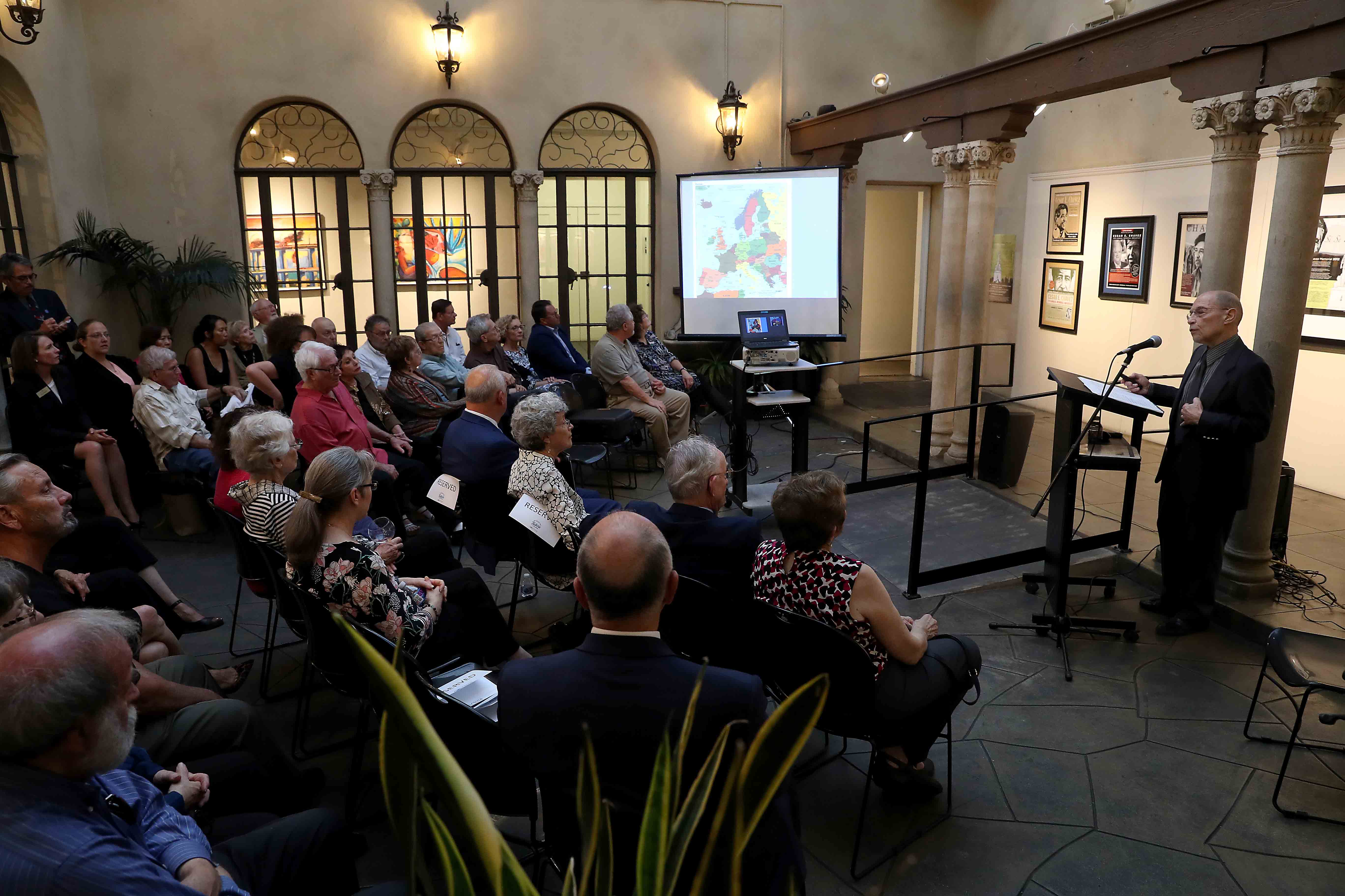 “Remnants of Jewish Life in Post-Holocaust Europe: A Personal Journey,” was given twice, May 13 at Cal State San Bernardino’s Palm Desert Campus in Palm Desert, and May 14 at the Riverside Art Musuem in Riverside.