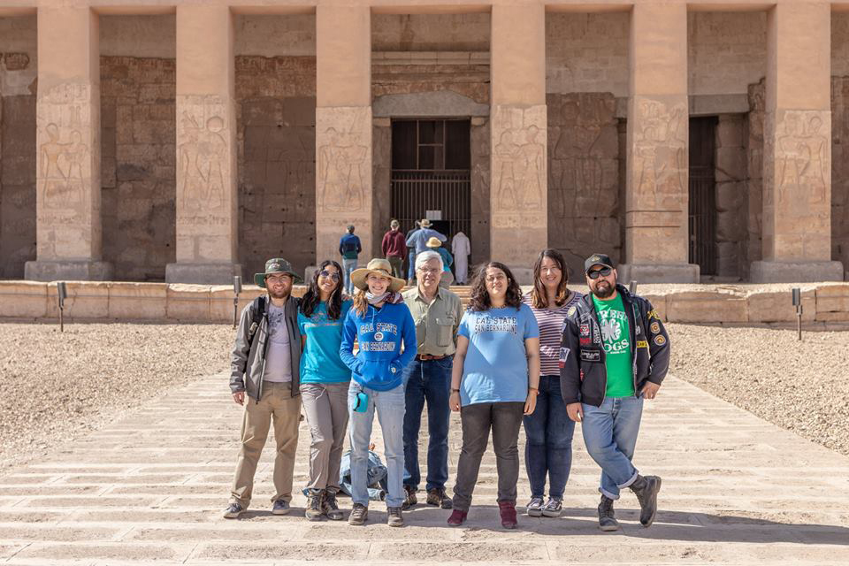 A group of CSUSB students led by Kate Liszka, assistant professor of history and CSUSB’s Pamela and Benson Harer Fellow specializing in Egyptology, are currently in Egypt working on archaeological projects, part of theWadi El-Hudi Expedition. 