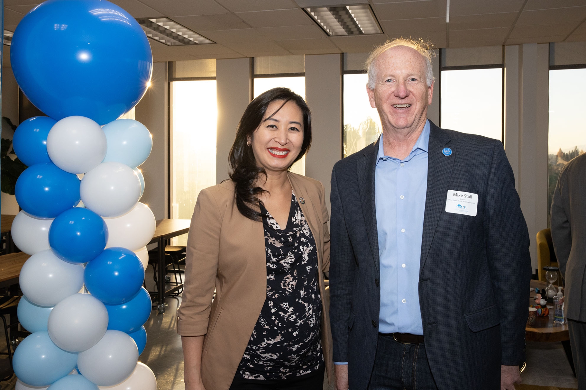 San Bernardino Mayor Helen Tran and CSUSB’s Mike Stull, director of the Inland Empire Center for Entrepreneurship and the CSUSB School of Entrepreneurship.