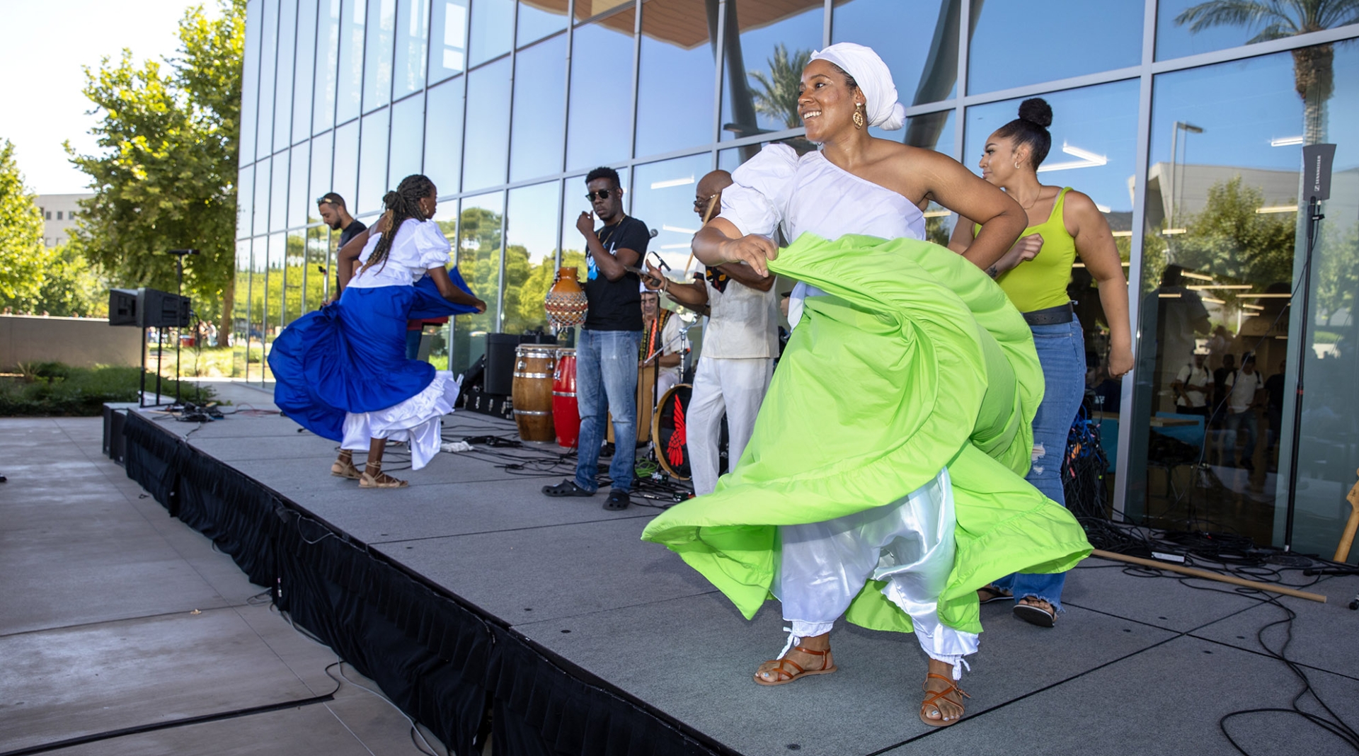 Performers at the AfroLatinX Carnival on Sept. 12, marking the start of Hispanic Heritage Month at CSUSB.