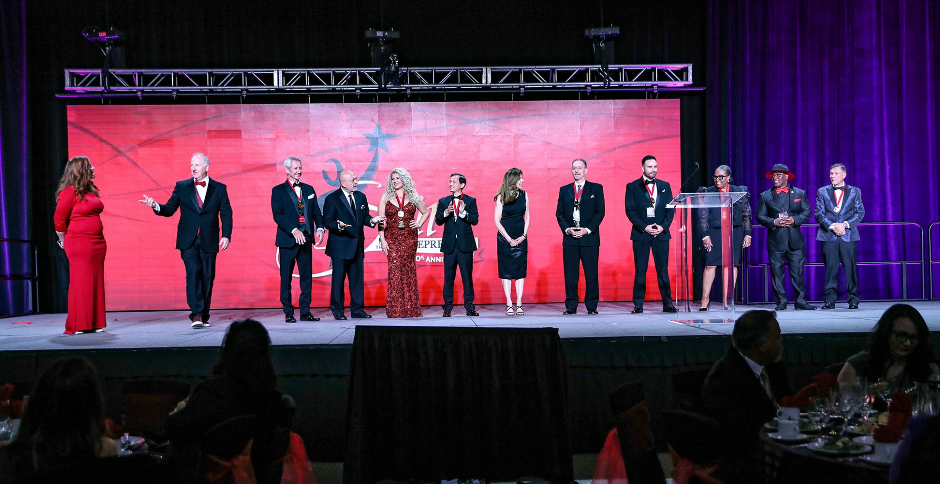 People on stage at the Spirit of the Entrepreneur gala