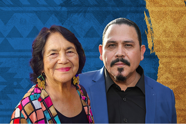 Dolores Huerta (left) is the madrina de honor/honorary chair, and Emilio Rivera is the padrino de honor/honorary chair for LEAD Summit XII, which takes place Sept. 29 at CSUSB.
