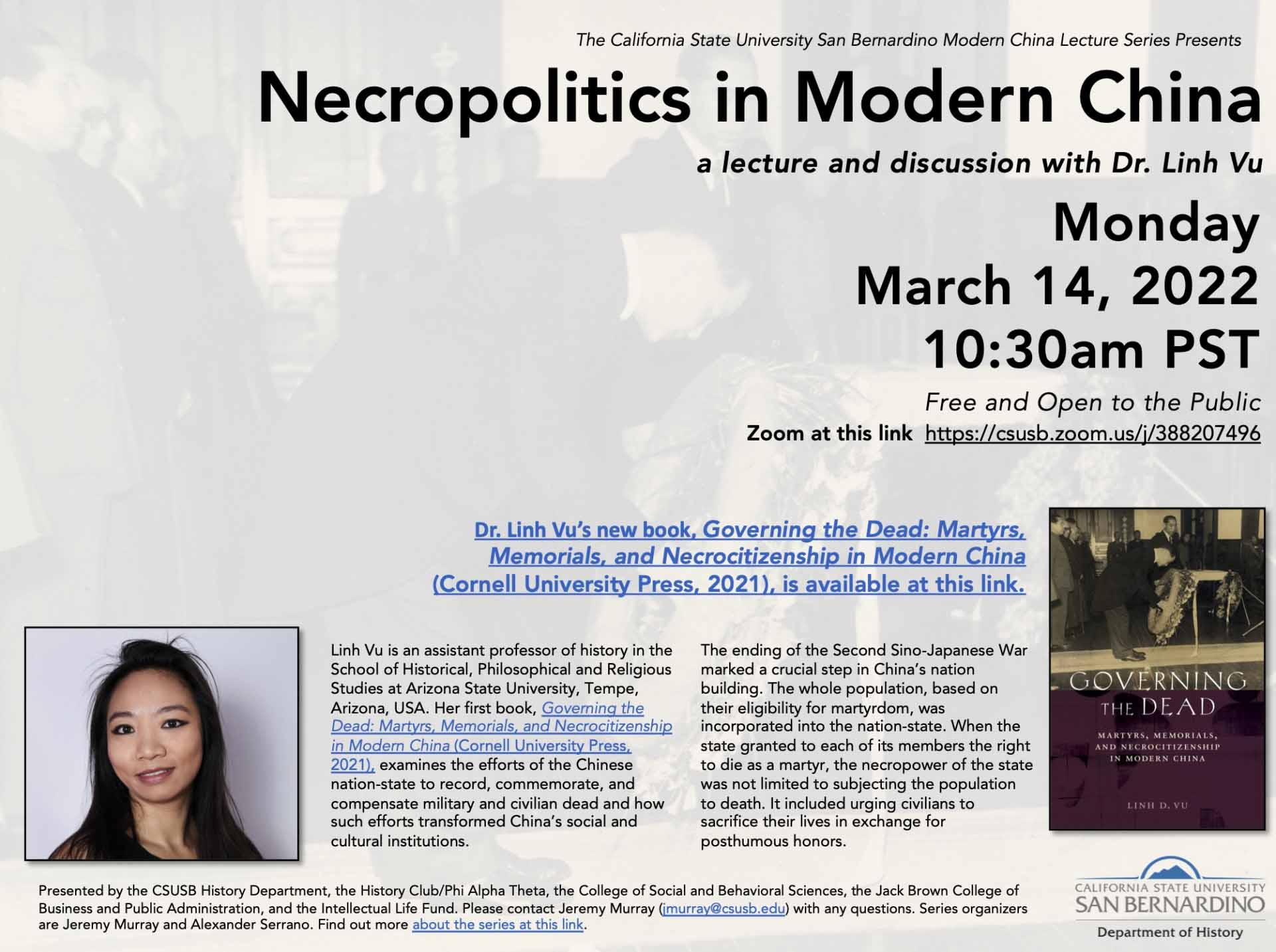Modern China Lecture Series March 14 event flier