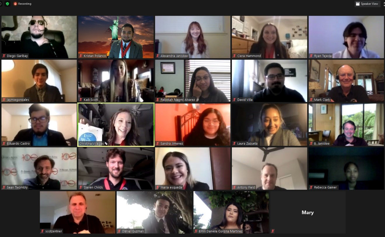 The 2020 virtual induction ceremony held by the Theta Iota Chapter of the Pi Sigma Alpha political science honor society.
