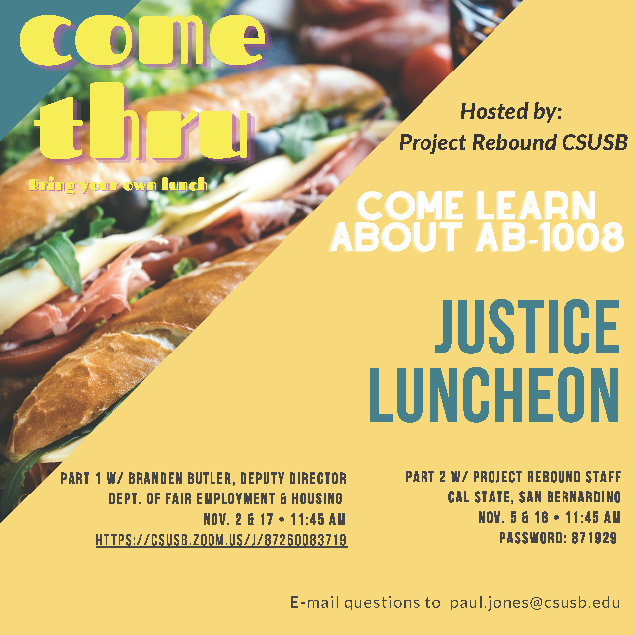 Project Rebound Come Thru luncheons flyer