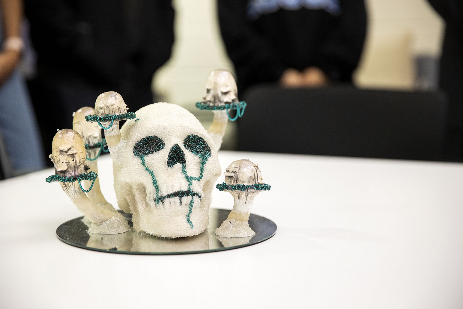 CSUSB art student Valeria Vargas created her piece “Ode to the Inkcap” for the Día de los Muertos (Day of the Dead) celebration and auction last November. 