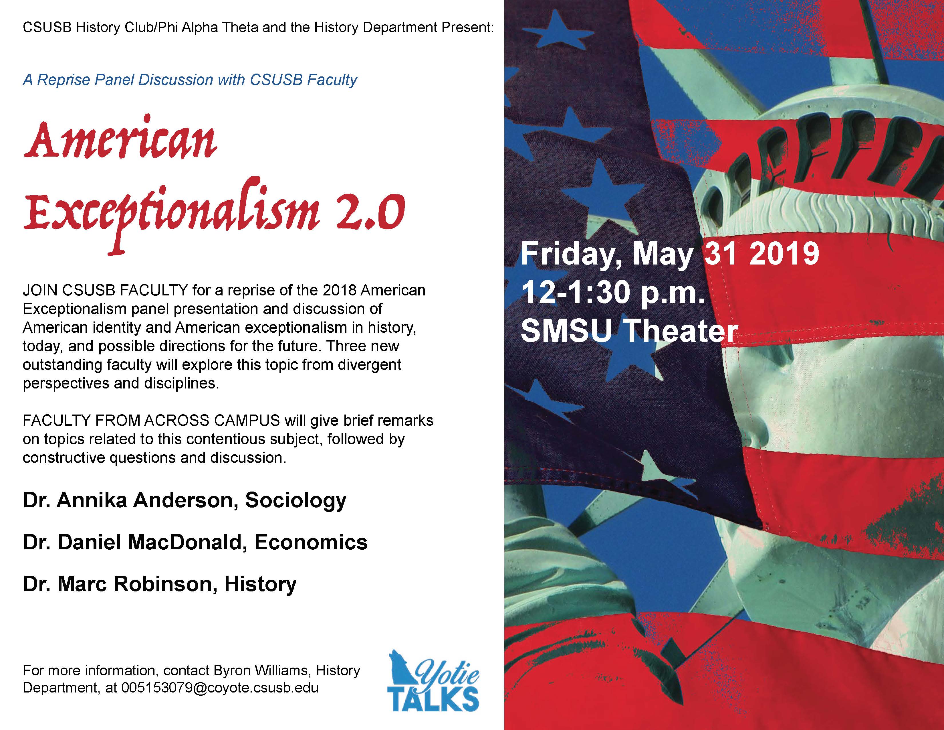 CSUSB’s Yotie Talks series revisits topic of American exceptionalism